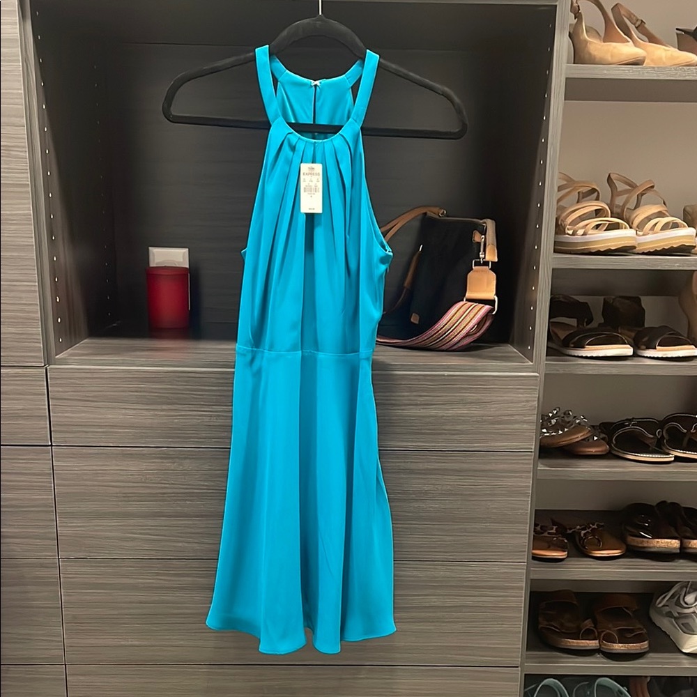 Express Vibrant Blue Halter Dress